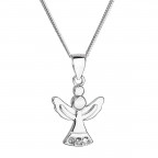 Strieborný náhrdelník anjel so Swarovski kryštálmi biely
