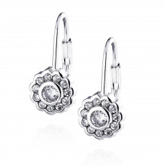 Strieborné dievčenské náušnice kvietky so zirkónmi