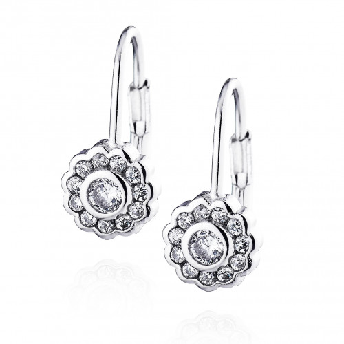 Strieborné dievčenské náušnice kvietky so zirkónmi