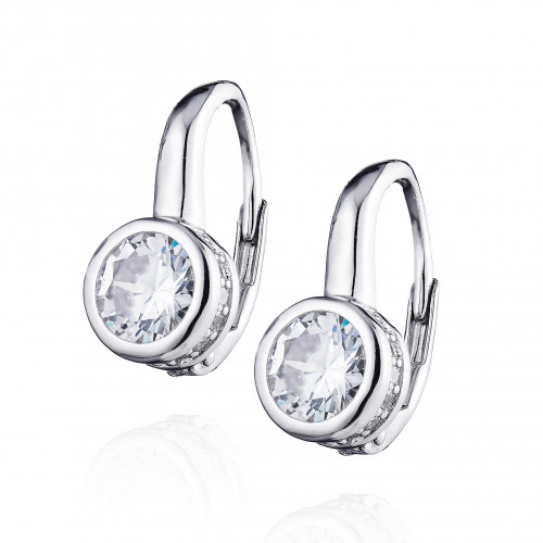 Strieborné dámske náušnice s okrúhlymi zirkónmi