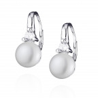 Strieborné perlové náušnice so zirkónmi