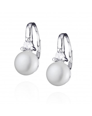 Strieborné perlové náušnice so zirkónmi