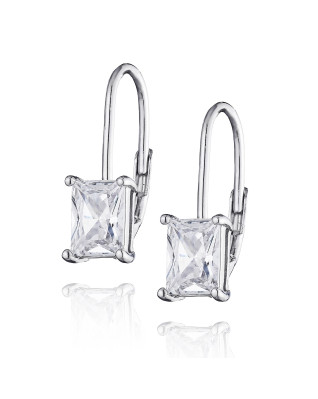 Strieborné náušnice so obdĺžnikovými zirkónmi