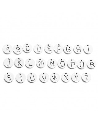 Drobný okrúhly oceľový prívesok - iniciála