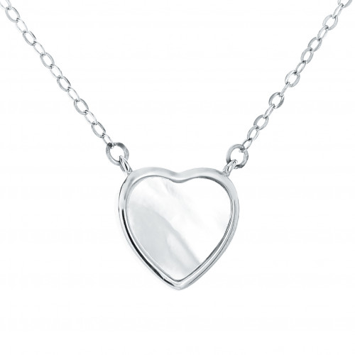 Strieborný náhrdelník - srdiečko s perleťou