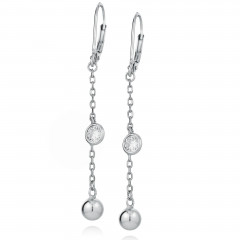 Strieborné visácie náušnice so zirkónom a guličkou