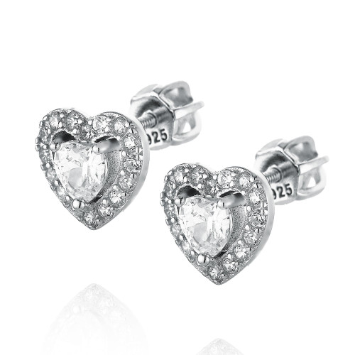 Strieborné skrutkovacie náušnice srdiečka