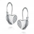 Strieborné náušnice na klapku - srdiečka