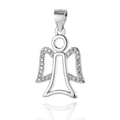 Strieborný prívesok anjelik so zirkónmi