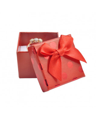 Darčeková krabička na prsteň, červená s lesklými bodkami