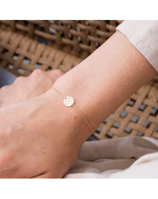 Pozlátený oceľový náramok s guľatou doštičkou