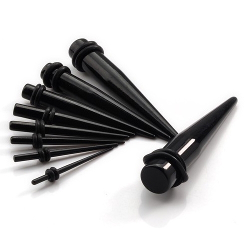 Akrylátový rozťahovač do ucha čierny