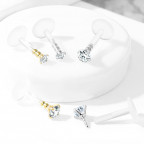 Pozlátený piercing do brady BioFlex, 3 mm zirkón