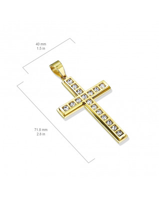 Veľký oceľový prívesok - kríž so zirkónmi