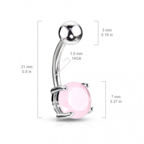 Piercing do pupku - ružový nefrit
