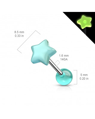 Svietiaci piercing do jazyka - hviezdička