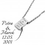 Oceľová retiazka s hranatým príveskom