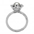 Oceľový prsteň so šedou perličkou