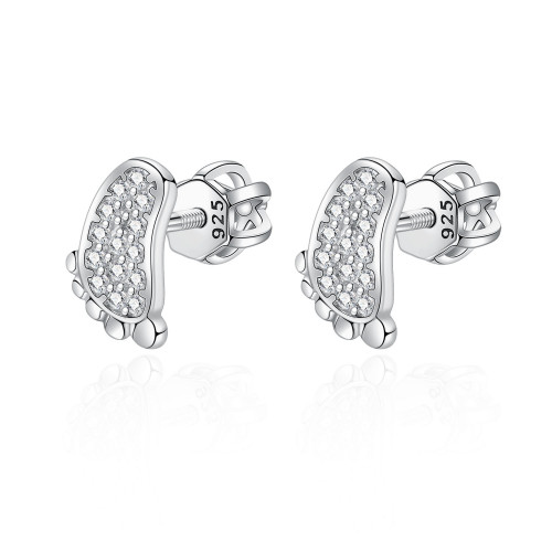 Strieborné skrutkovacie náušnice - detské stopy