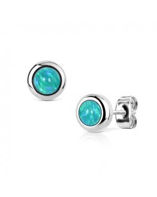 Oceľové náušnice s opálmi 4 mm