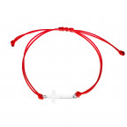 Červený textilný náramok krížik