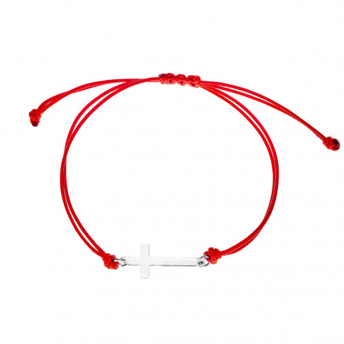 Červený textilný náramok krížik