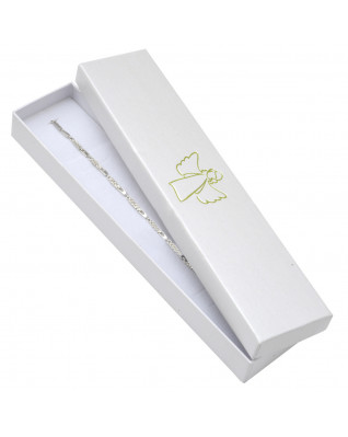 Biela darčeková krabička na náramok, zlatý anjel