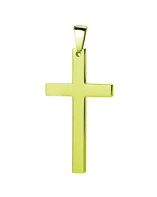 Pozlátený oceľový prívesok - kríž 17 x 32 mm
