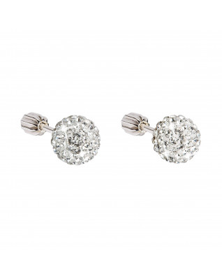 Strieborné skrutkovacie náušnice guličky s kryštálmi Crystals from Swarovski® Crystal