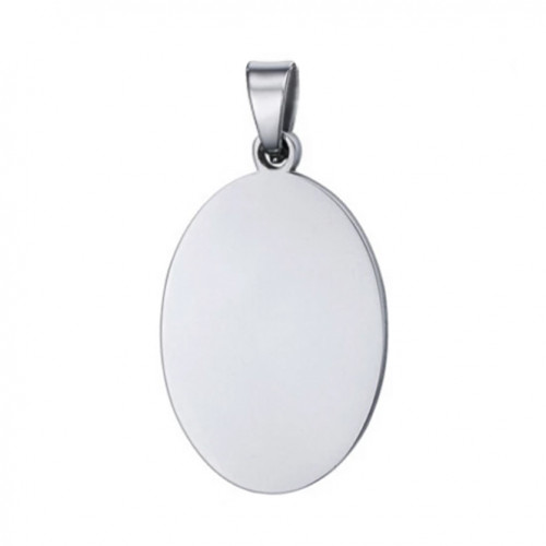 Oceľový prívesok - destička ovál 13 x 21 mm