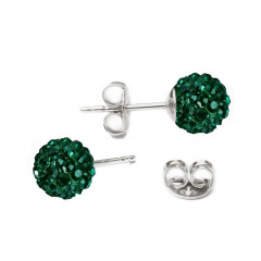 Strieborné náušnice guličky Crystals from Swarovski® Emerald