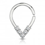 Vyhýbací kruh so zirkónmi - helix / cartilage / tragus piercing 1,2 x 7 mm