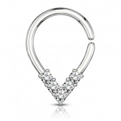 Vyhýbací kruh so zirkónmi - helix / cartilage / tragus piercing 1,2 x 7 mm