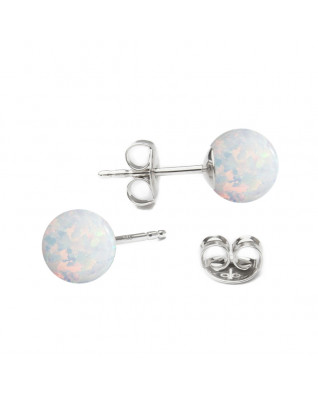 Strieborné opálové náušnice - 6 mm