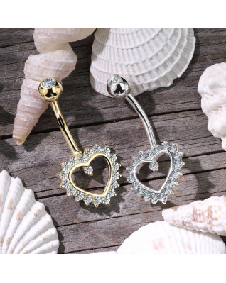 Zlatý piercing do pupku - srdiečko Au 585/1000