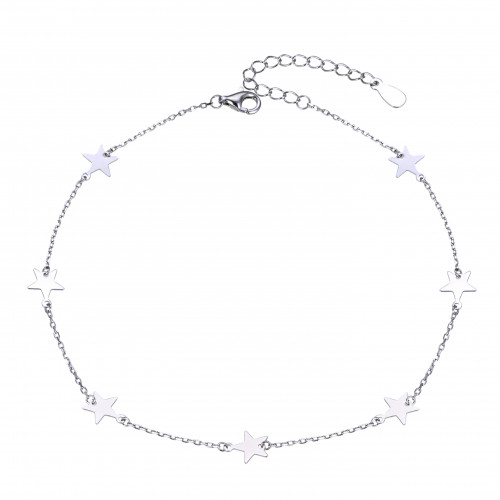 Strieborný náramok na nohu s hviezdami