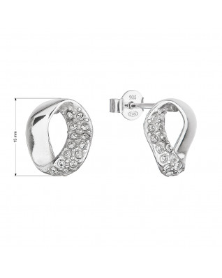 Strieborné náušnice kôstky s kryštálmi Swarovski oválne