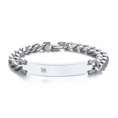 Pánsky oceľový náramok - doštička so zirkónom