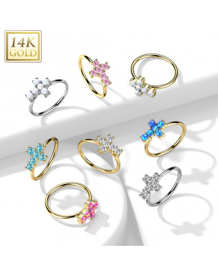 Zlatý piercing do nosa kruh, 0,8 x 8 mm, Au 585/1000