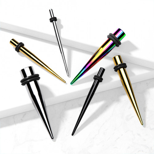 Oceľový rozťahovač do ucha dúhový