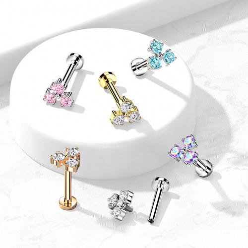 Labreta / cartilage piercing, číre zirkóny