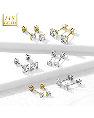 Zlaté 14 karátové náušnice s čírymi zirkónmi