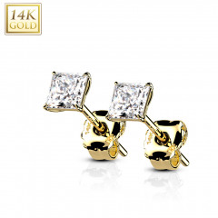 Zlaté 14 karátové náušnice s čírymi zirkónmi