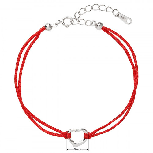 Červený náramok proti uhranutiu strieborné srdiečko