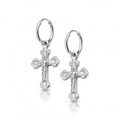Oceľové náušnice krúžky s krížikmi