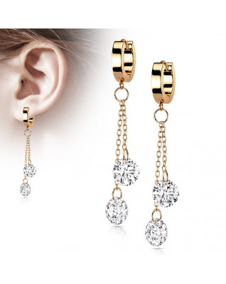 Pozlátené oceľové náušnice s čírymi kameňmi