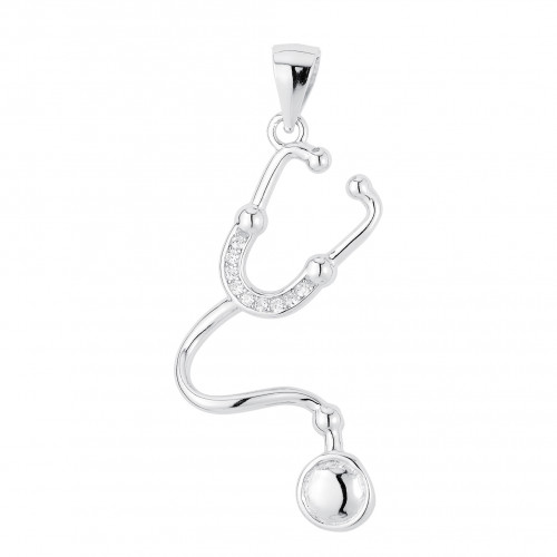 Strieborný prívesok stetoskop