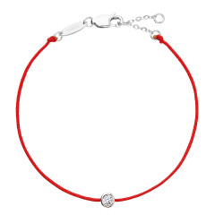 Červený náramok proti uhranutiu s okrúhlym zirkónom