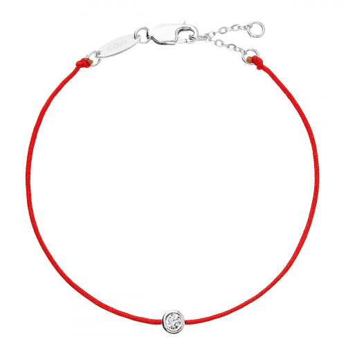Červený náramok proti uhranutiu s okrúhlym zirkónom