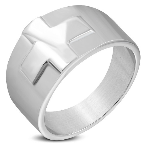 Pánsky oceľový prsteň - kríž, veľ. 64